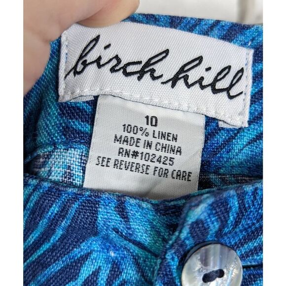 BIRCH HILL Lagenlook Boho Palm Leaf Print 100% Linen Cropped Pants Size 10 - Picture 6 of 7